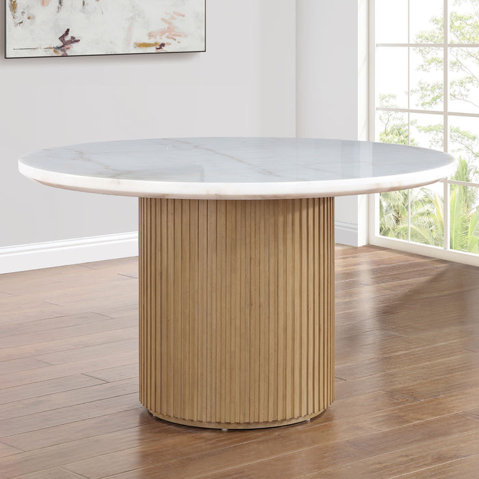 Colvin - Round Marble Dining Table - White