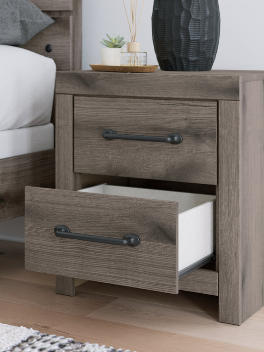 Graystorm Full Panel Bed with Mirrored Dresser, Chest and Nightstand