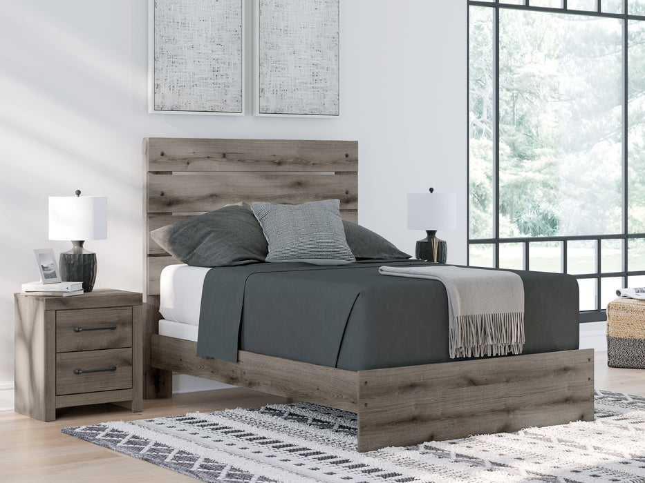 Graystorm Full Panel Bed with Mirrored Dresser