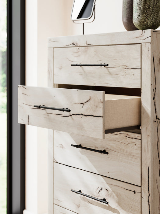 Lawroy Queen Panel Bed with Mirrored Dresser, Chest and Nightstand