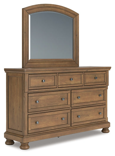 Feddinger California King Panel Bed with Mirrored Dresser