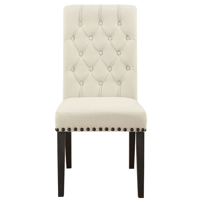 Alana Upholstered Dining Side Chair Beige Smokey Black (Set of 2)