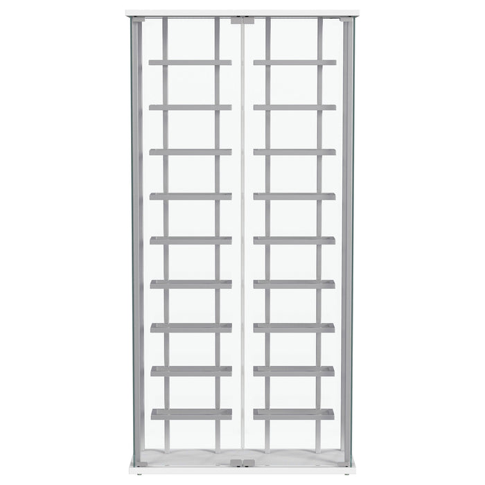 Montara Tempered Glass Wine Storage LED Curio Cabinet Chrome
