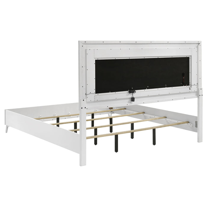 Cassia 4-piece Eastern King LED Bedroom Set White High Gloss