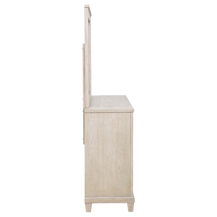 Pembroke 6-drawer Bedroom Dresser with Mirror Washed Oak