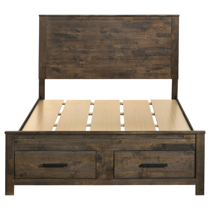 Woodmont Wood Queen Storage Panel Bed Rustic Golden Brown