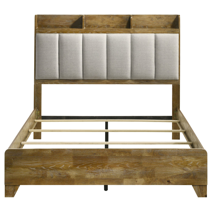 Henderson 57-inch Eastern King Bookcase Panel Bed Medium Oak