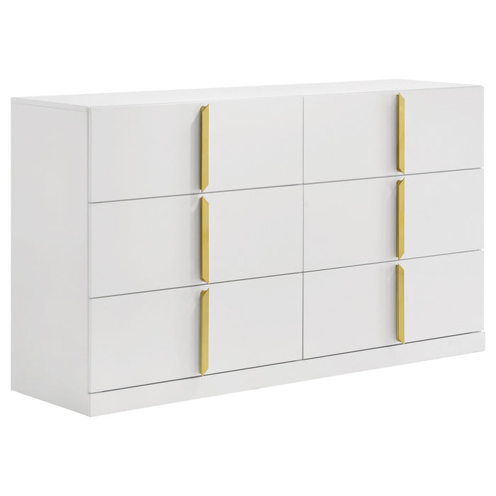 Ines 4-piece Queen Bedroom Set Grey and White High Gloss