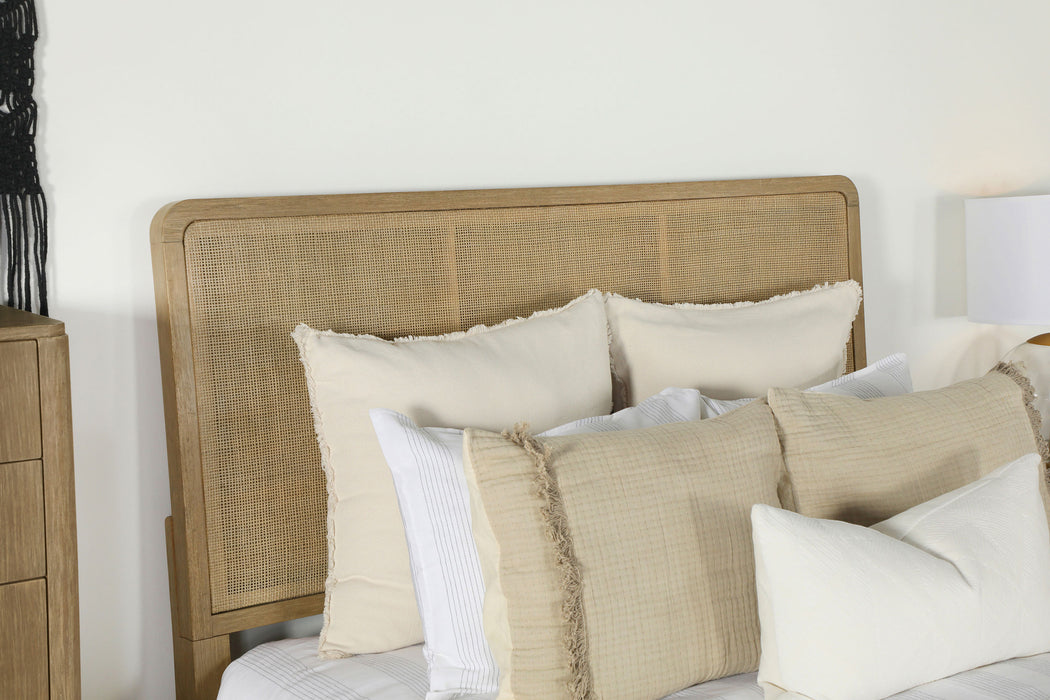 Arini Rattan California King Panel Bed Sand Wash and Natural