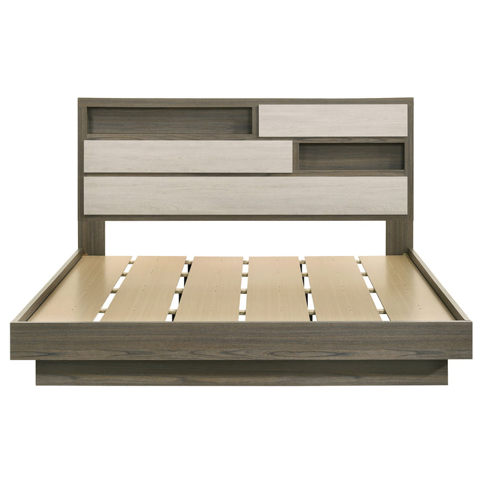 Fenwick Eastern King Bed Bookcase Headboard Grey Oak