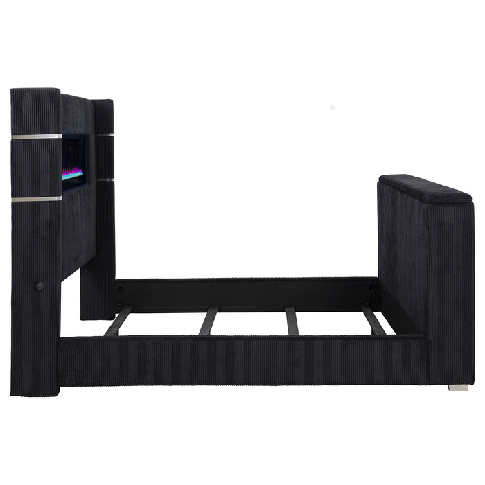 Tisdall California King Flame Visualizer TV Bed Black