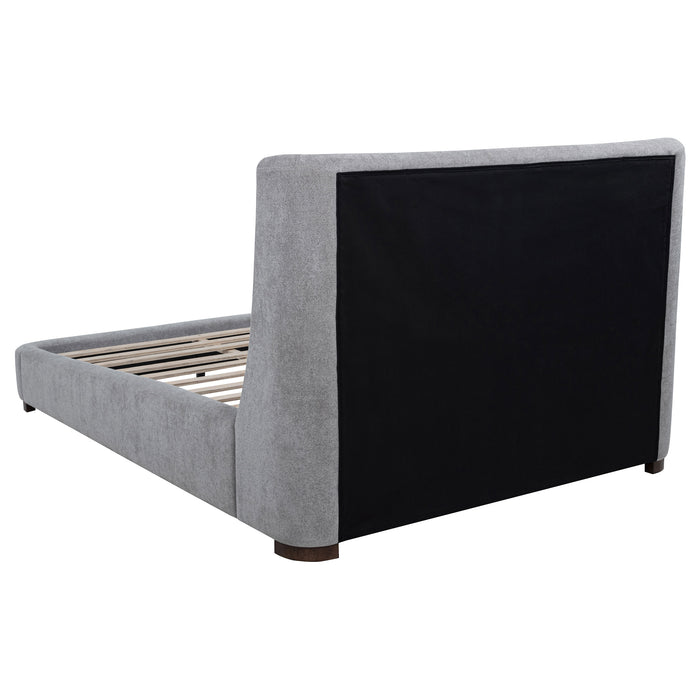 Rennes Upholstered Eastern King Wingback Platform Bed Grey
