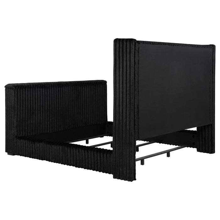 Centergrove Upholstered California King Wingback TV Bed Black
