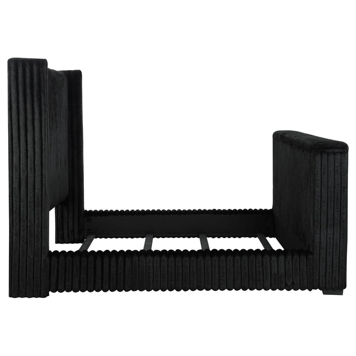Centergrove Upholstered California King Wingback TV Bed Black