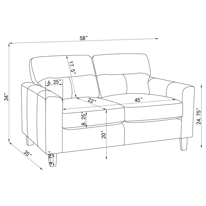 Scotland 2-piece Faux Leather Upholstered Sofa Set Black