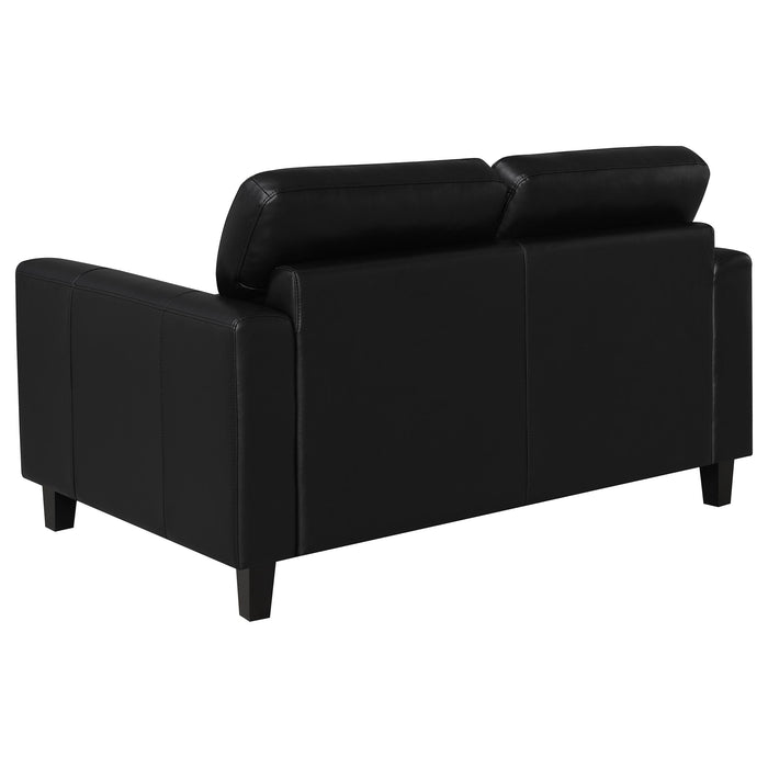 Scotland 3-piece Faux Leather Upholstered Sofa Set Black
