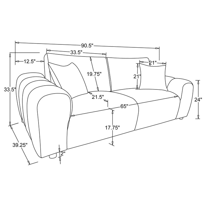 Burnett 2-piece Chenille Upholstered Sofa Set Burnt Orange