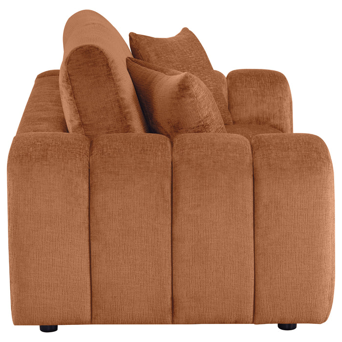 Burnett Chenille Upholstered Wide Arm Loveseat Burnt Orange