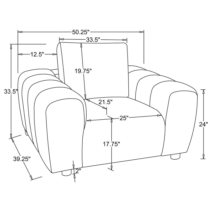Burnett 3-piece Chenille Upholstered Sofa Set Ivory