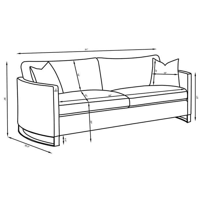 Corliss 3-piece Velvet Upholstered Sofa Set Camel
