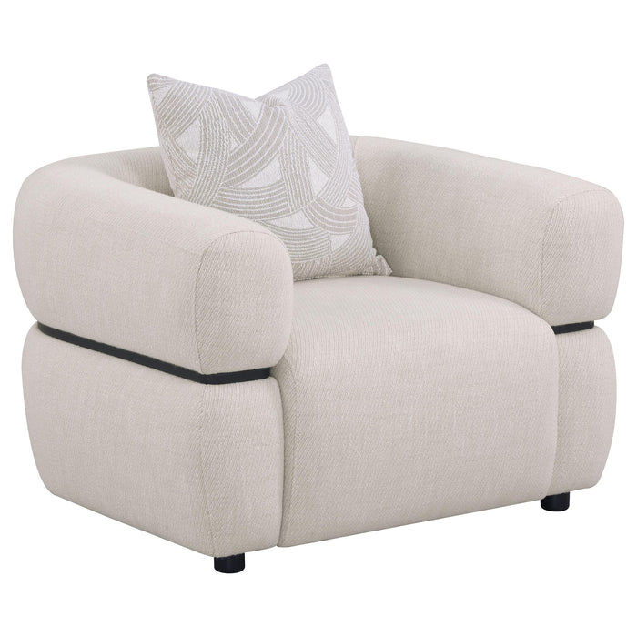 Jeanette 3-piece Fabric Upholstered Round Arm Sofa Set Beige