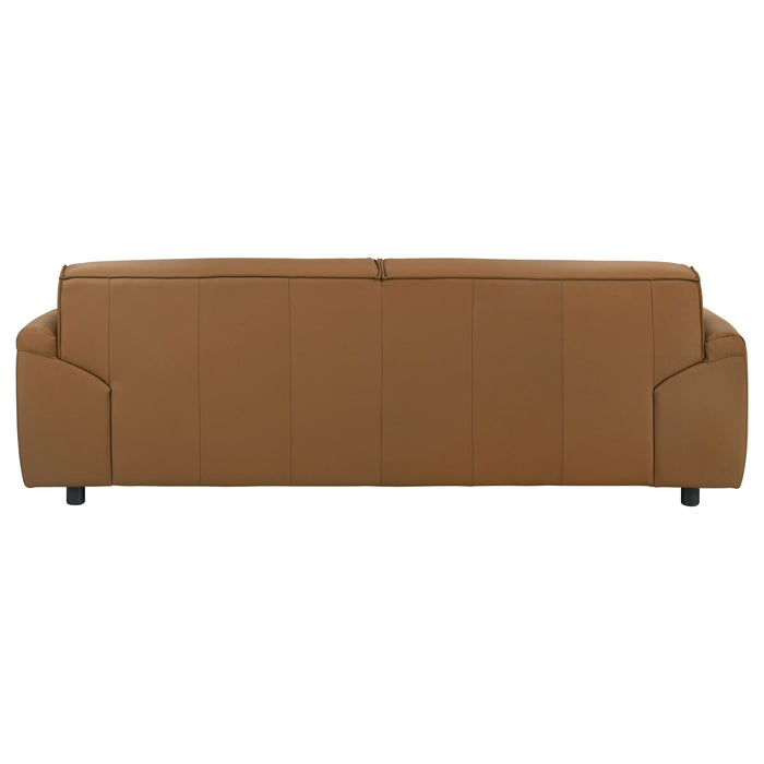 Buxton Top Grain Leather Upholstered Sofa Orange