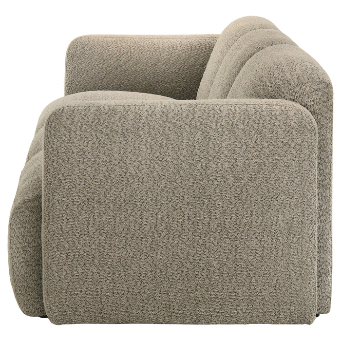 Dorset Fabric Upholstered Round Track Arm Sofa Brown