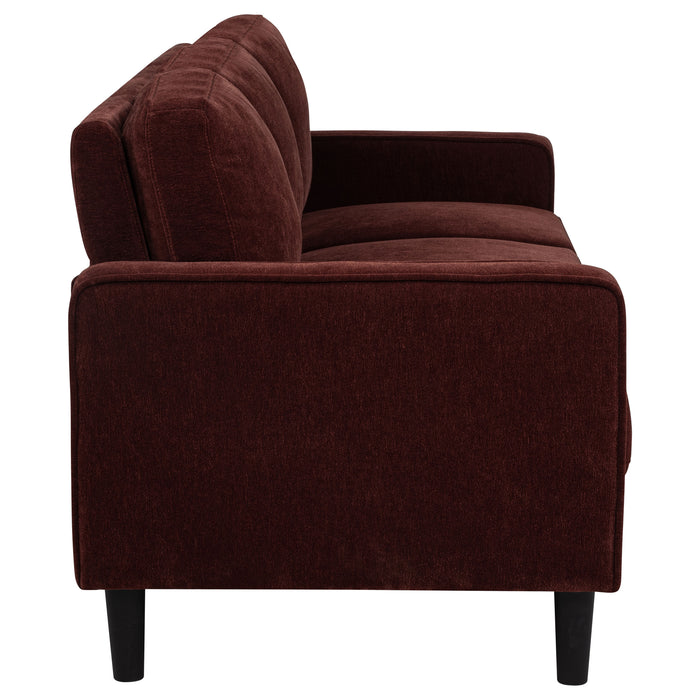 Ruth 77-inch Fabric Upholstered Track Arm Sofa Rust Red