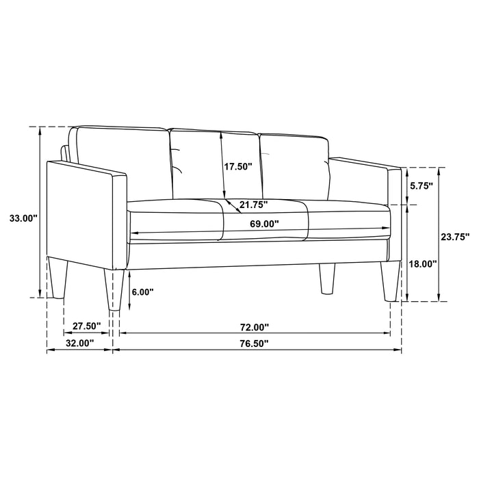 Ruth 2-piece Fabric Upholstered Track Arm Sofa Rust Red