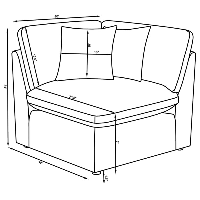 Hobson 5-piece Upholstered Modular Sectional Sofa Charcoal