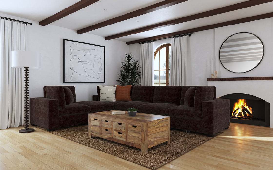 Lakeview 6-piece Upholstered Modular Sectional Chocolate