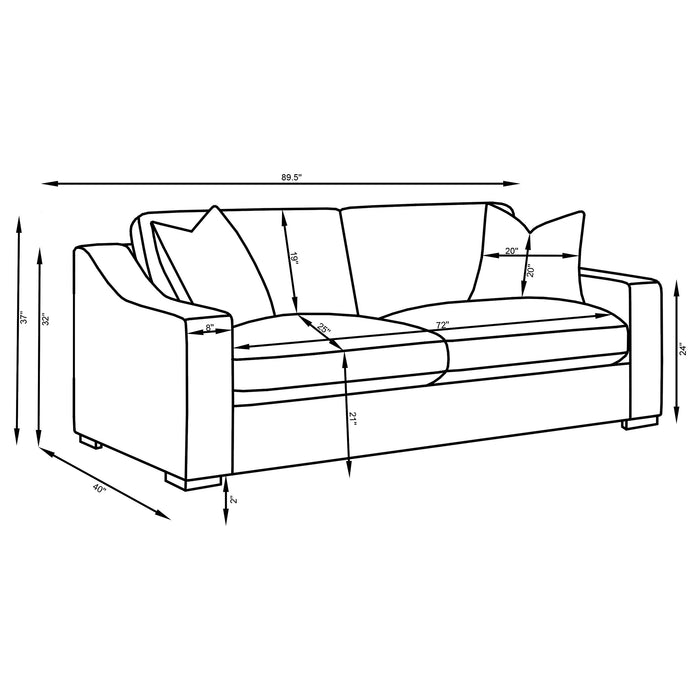 Ashlyn 3-piece Upholstered Track Arm Sofa Set Sand