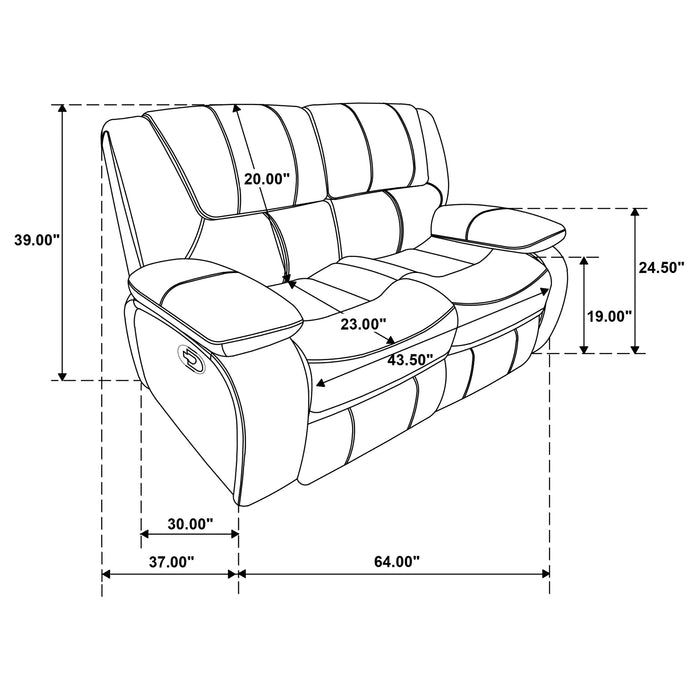 Camila 2-piece Upholstered Reclining Sofa Set Black