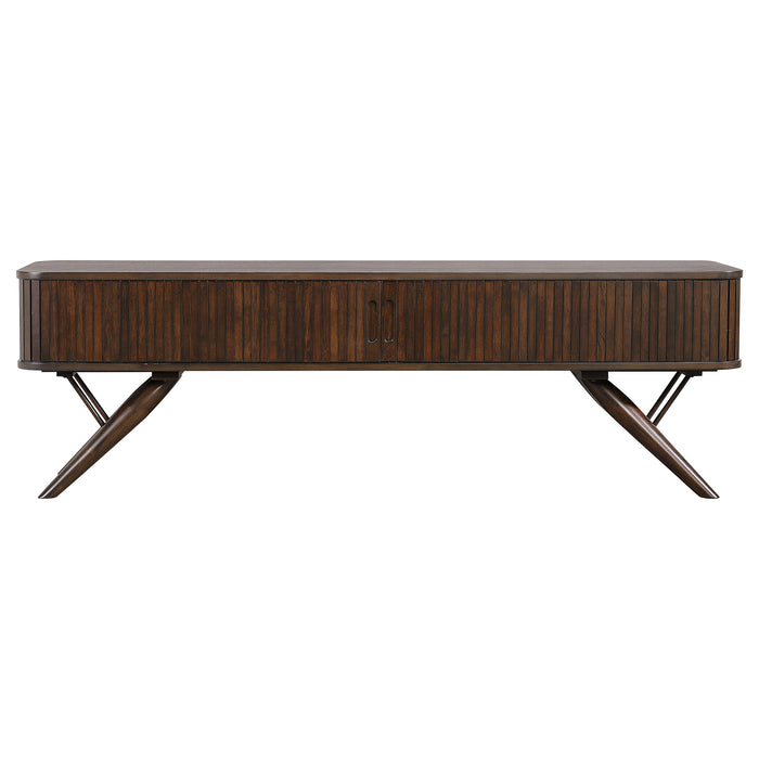 Valna Wood 71-inch TV Stand with Sliding Doors Walnut