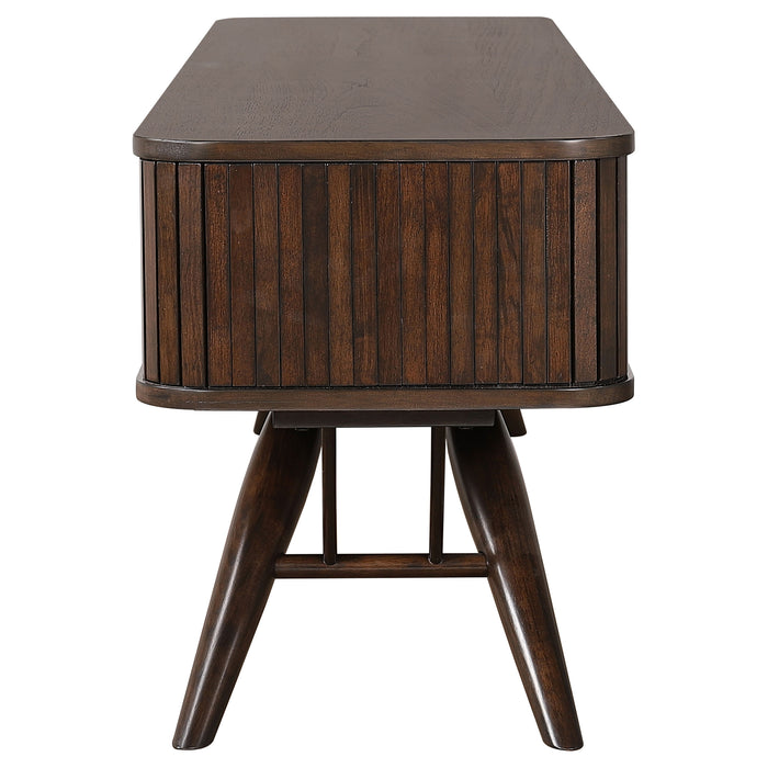 Valna Wood 71-inch TV Stand with Sliding Doors Walnut