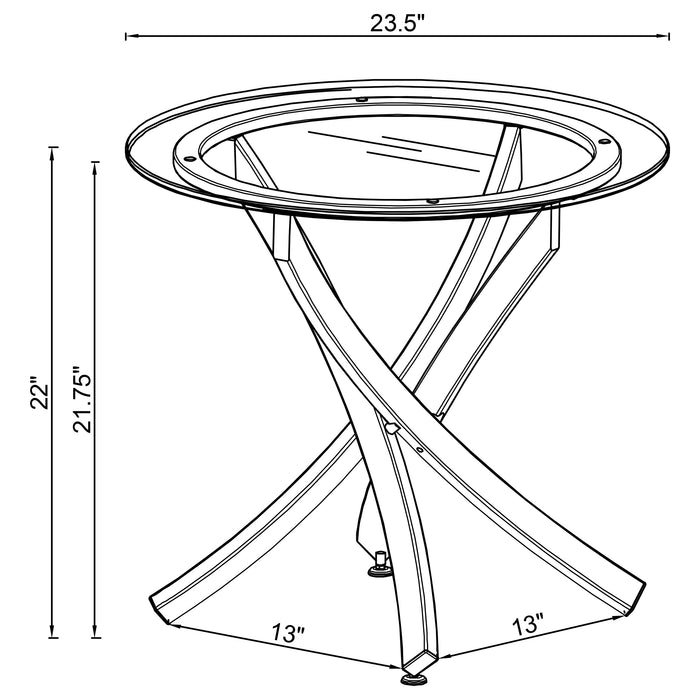 Brooke Round Glass Top Side End Table Metal Base Chrome