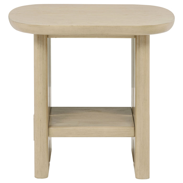 Kailani 2-piece Coastal Coffee and End Table Set Beige Oak