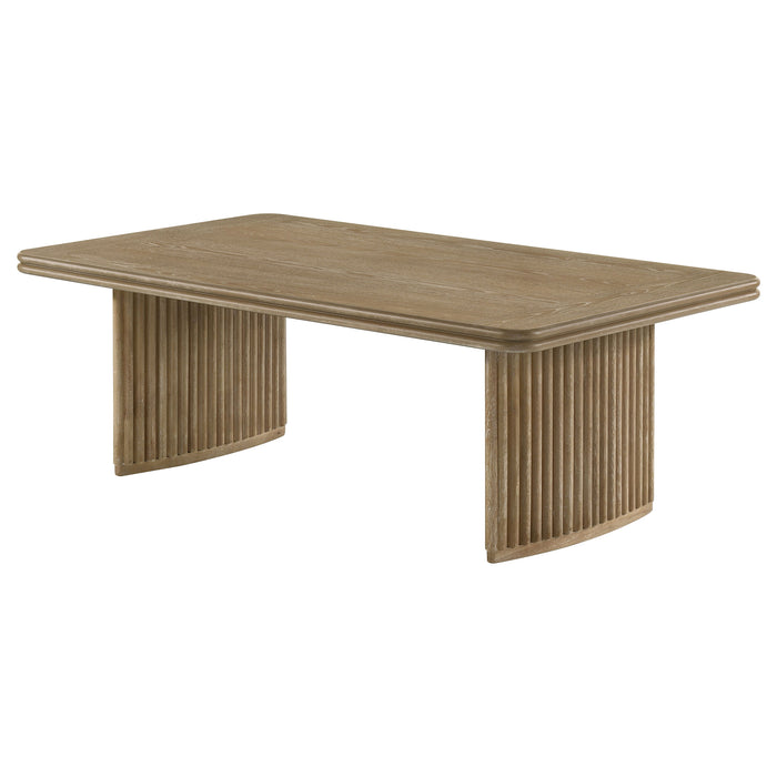 Adina Rectangular Wood Coffee Table Distressed Light Brown