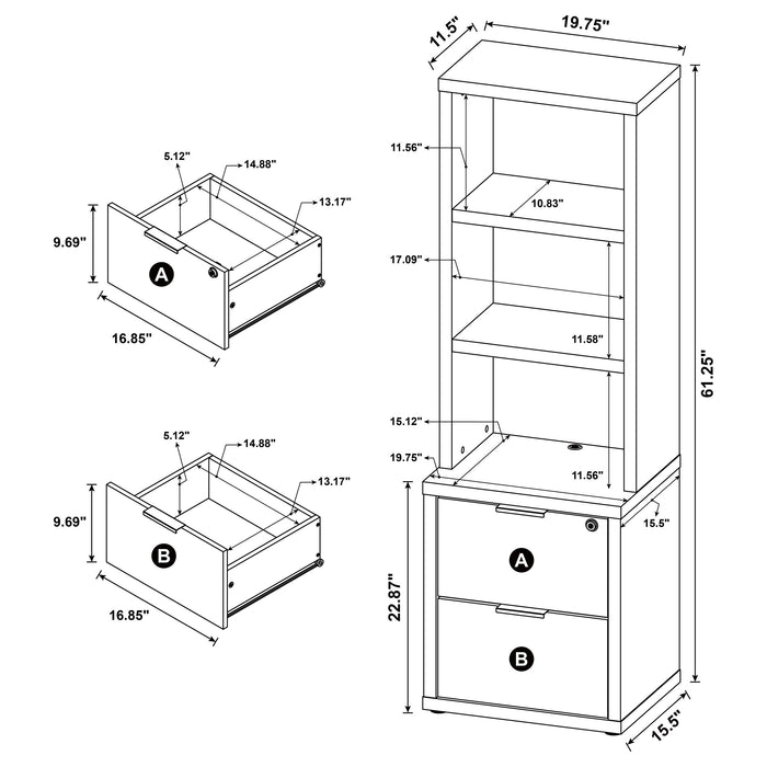 Westpark 3-piece Wall Unit Bookcase Set with USB Mango