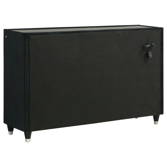 Ravenne 4-piece Velvet Upholstered California King LED Bedroom Set Black