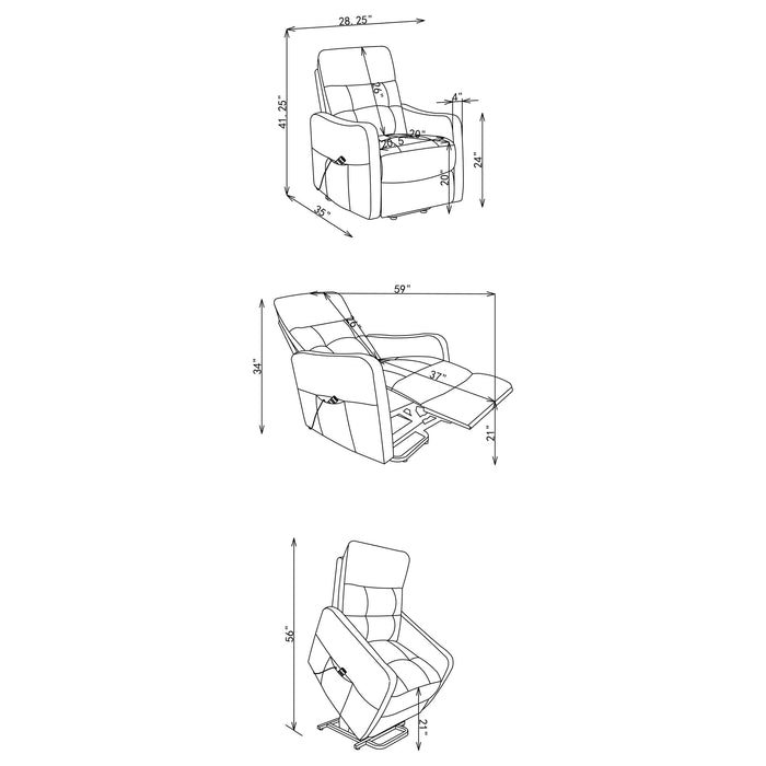 Dayes Upholstered Power Lift Recliner Chair Light Grey
