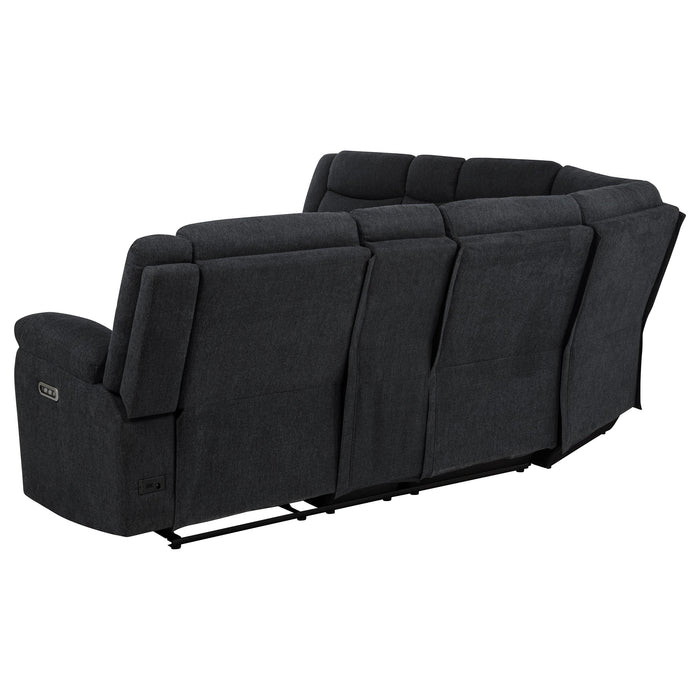 Hagen Upholstered Power Reclining Sectional Sofa Steel Grey