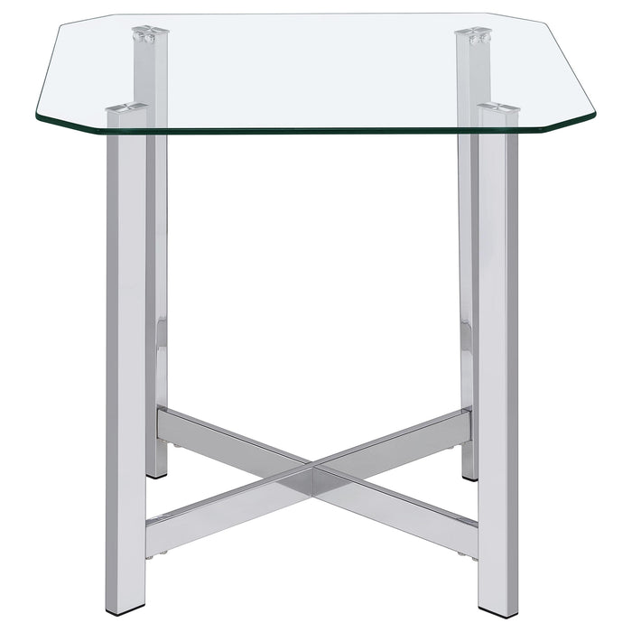 Cronin 3-piece Tempered Glass Top Coffee Table Set Chrome