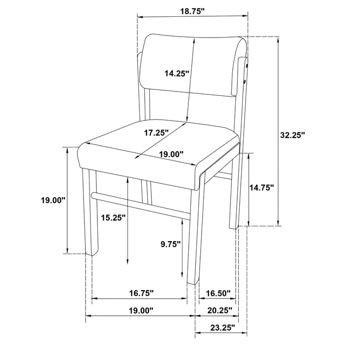 Kehoe Upholstered Dining Side Chair Cream and Walnut (Set of 2)