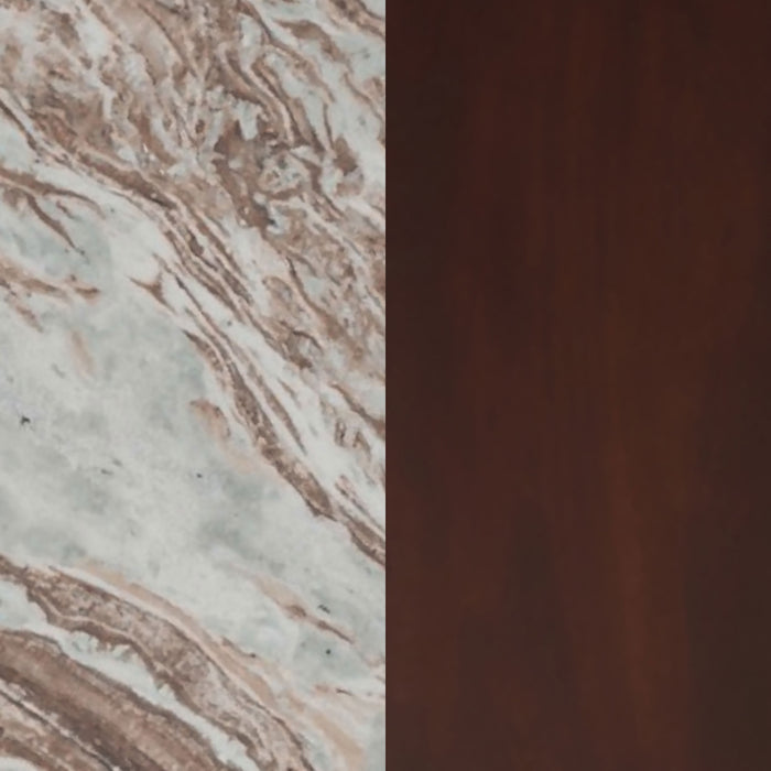 Jenna Round Marble Top Mango Wood Side End Table Brown
