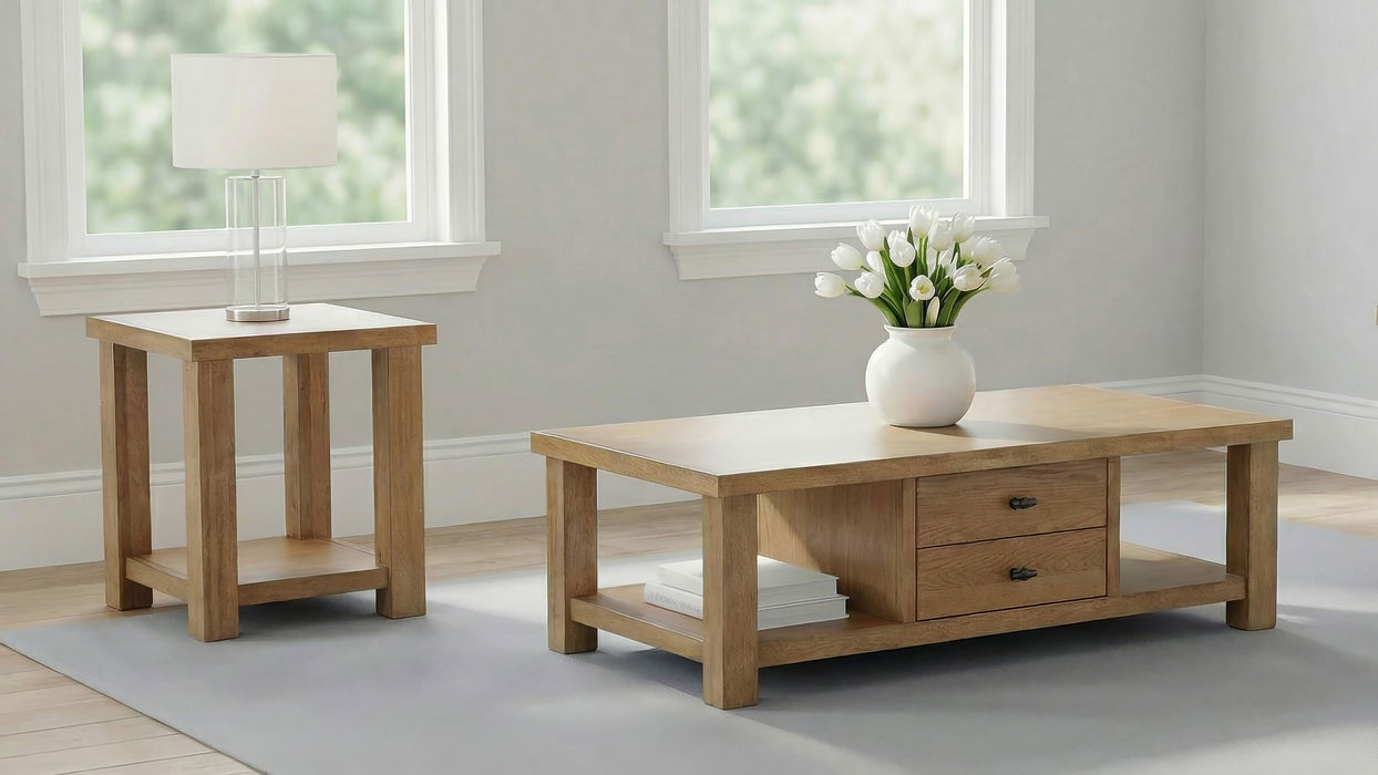 Beasley 2-Piece Wood Coffee Table Set Golden Oak