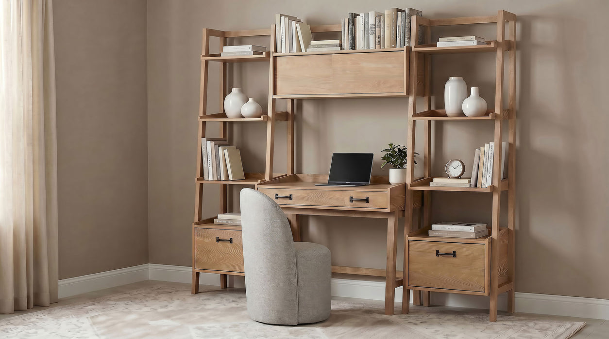 Fabian 2-piece 3-shelf Bookshelf with Drawer Distressed Light Brown