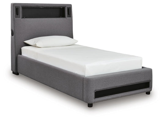 Ashley Express - Verishaw Twin Upholstered Bed with Wireless Audio