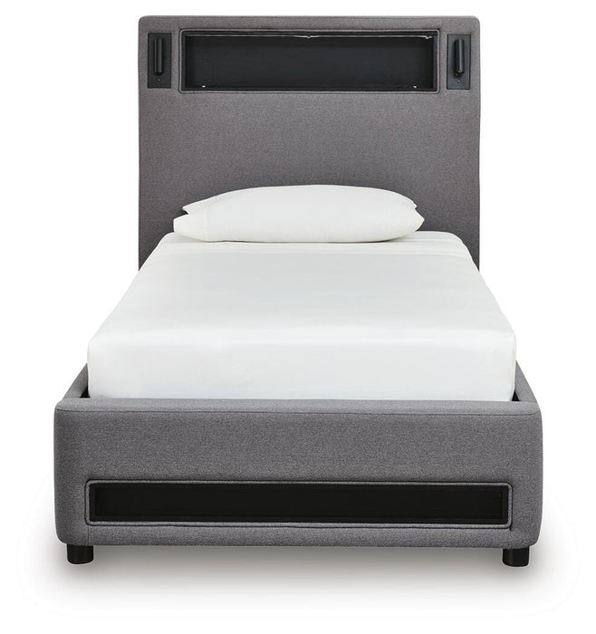 Ashley Express - Verishaw Twin Upholstered Bed with Wireless Audio