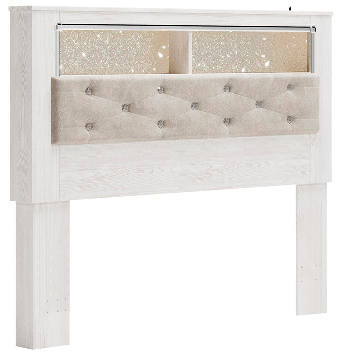 Altyra Queen Bookcase Headboard Bed with Mirrored Dresser